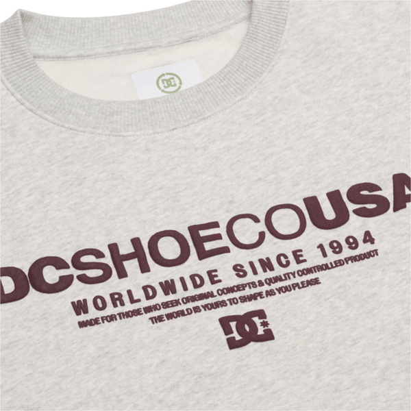 2026 DC Shoes Mens DC Heritage Font Sweatshirt EDYSF03288 - Light Heather Grey
